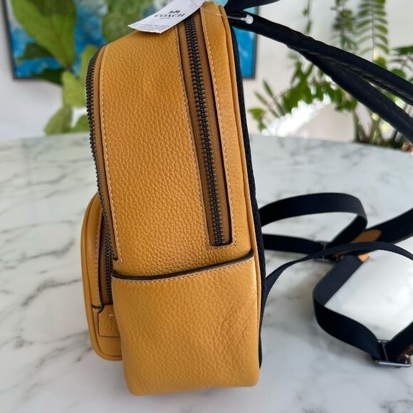 NWT COACH Mini Court Backpack Buttercup Yellow Pebble Leather main image 5